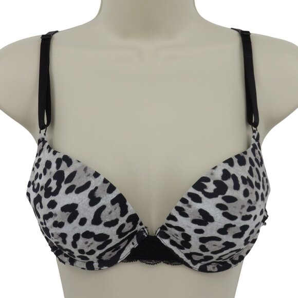 Maidenform 34B Sweet Nothings Bra Style 08104 Animal Print Black Lace Underwire - Picture 1 of 15